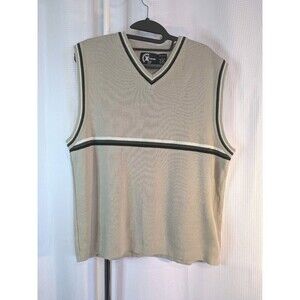 Xtreme Gear Y2K 90s Vintage Stripe Sweater Vest Mens L Beige (G02)